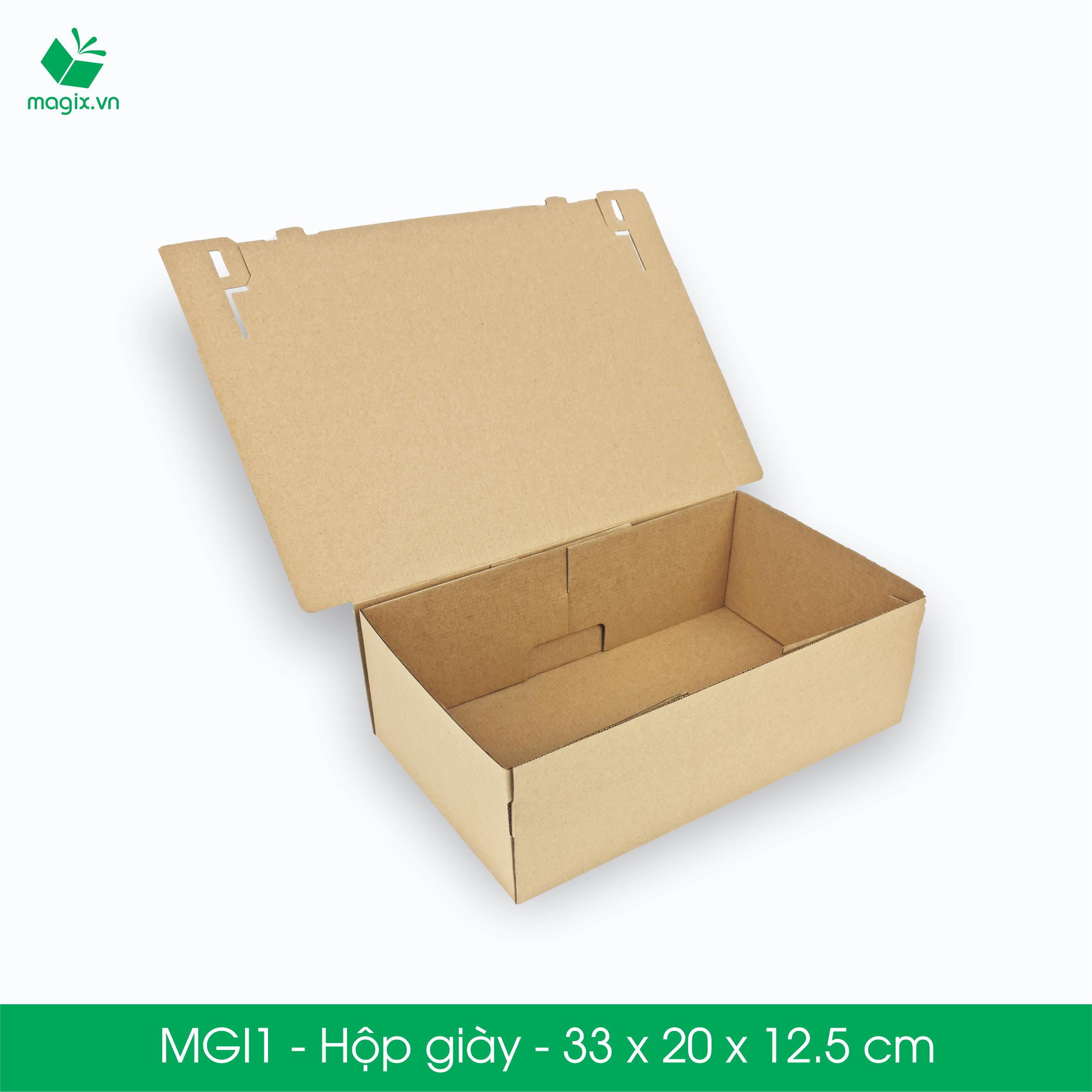 MGI1 - 33x20x12.5cm - 100 Hộp giày - Thùng hộp carton trơn đóng hàng