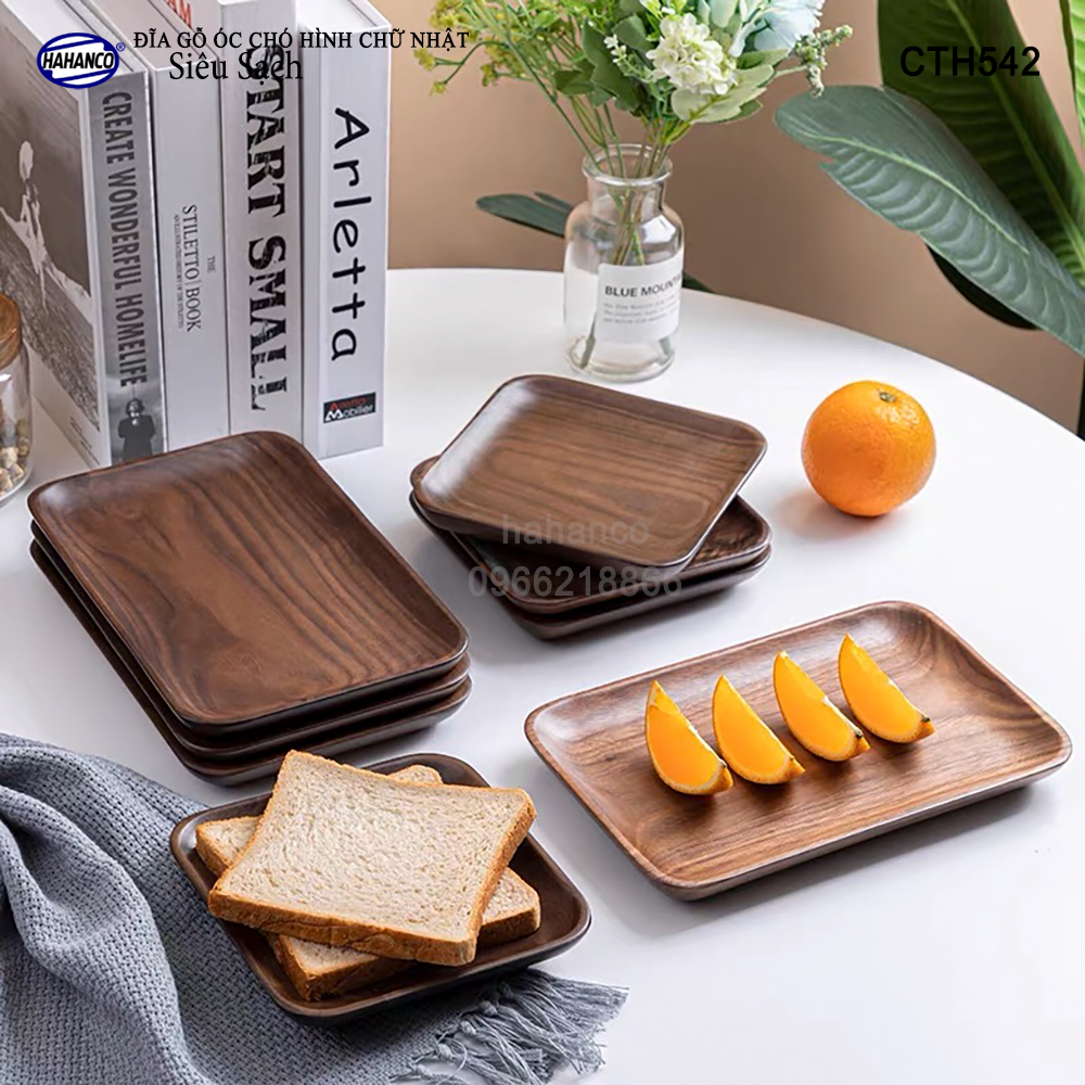 Đĩa Khay Gỗ Óc Chó (Đủ Size & Kiểu Dáng) hàng Xuất Khẩu - đựng đồ ăn/trang trí - đĩa bánh mì/trái cây/ bít tết/ pizza/ phụ kiện chụp ảnh, bày món ăn trong nhà hàng - Sang trọng trên bàn ăn