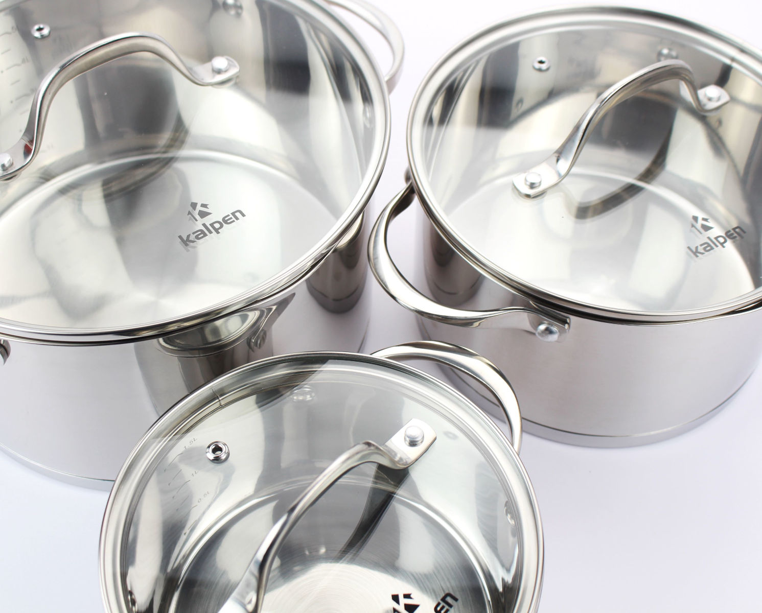 Bộ 3 nồi Inox 304 cao cấp 5 đáy Kalpen Slamer size 16,20,24cm chuẩn Đức - Hàng chính hãng