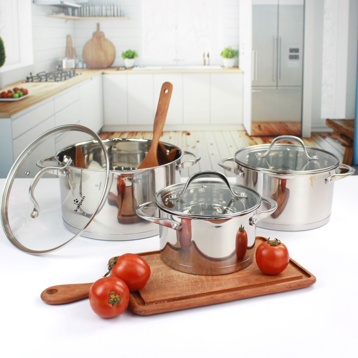Bộ 3 nồi Inox 304 cao cấp 5 đáy Kalpen Slamer size 16,20,24cm chuẩn Đức - Hàng chính hãng