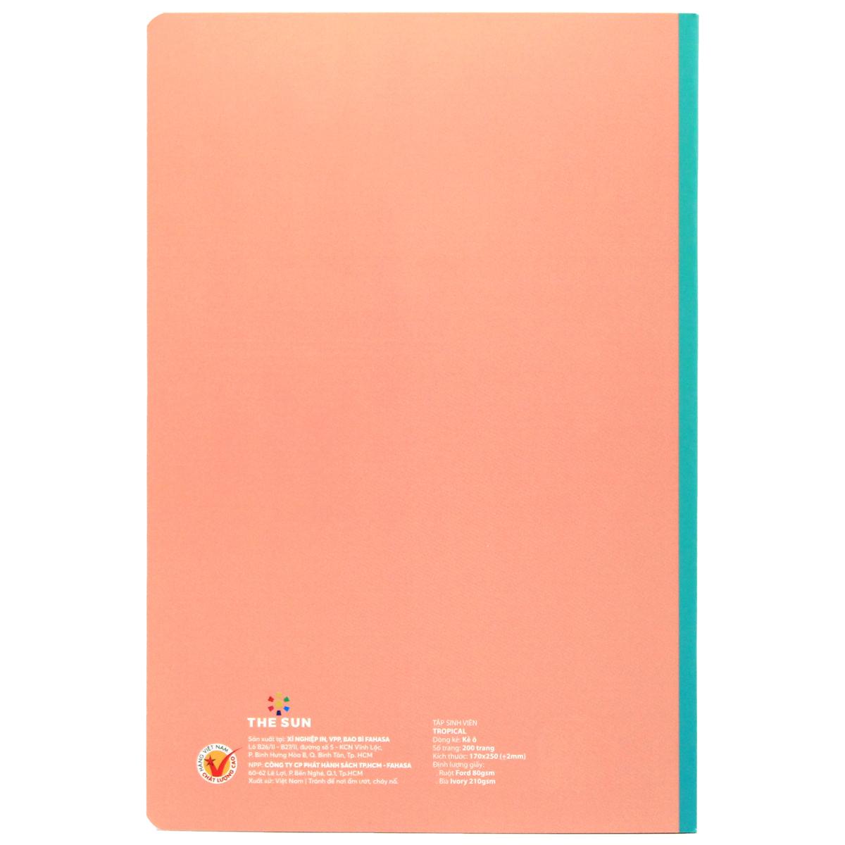 Tập Sinh Viên Tropical - Kẻ Ô - 200 Trang 80gsm - The Sun (Mẫu Bìa Giao Ngẫu Nhiên)