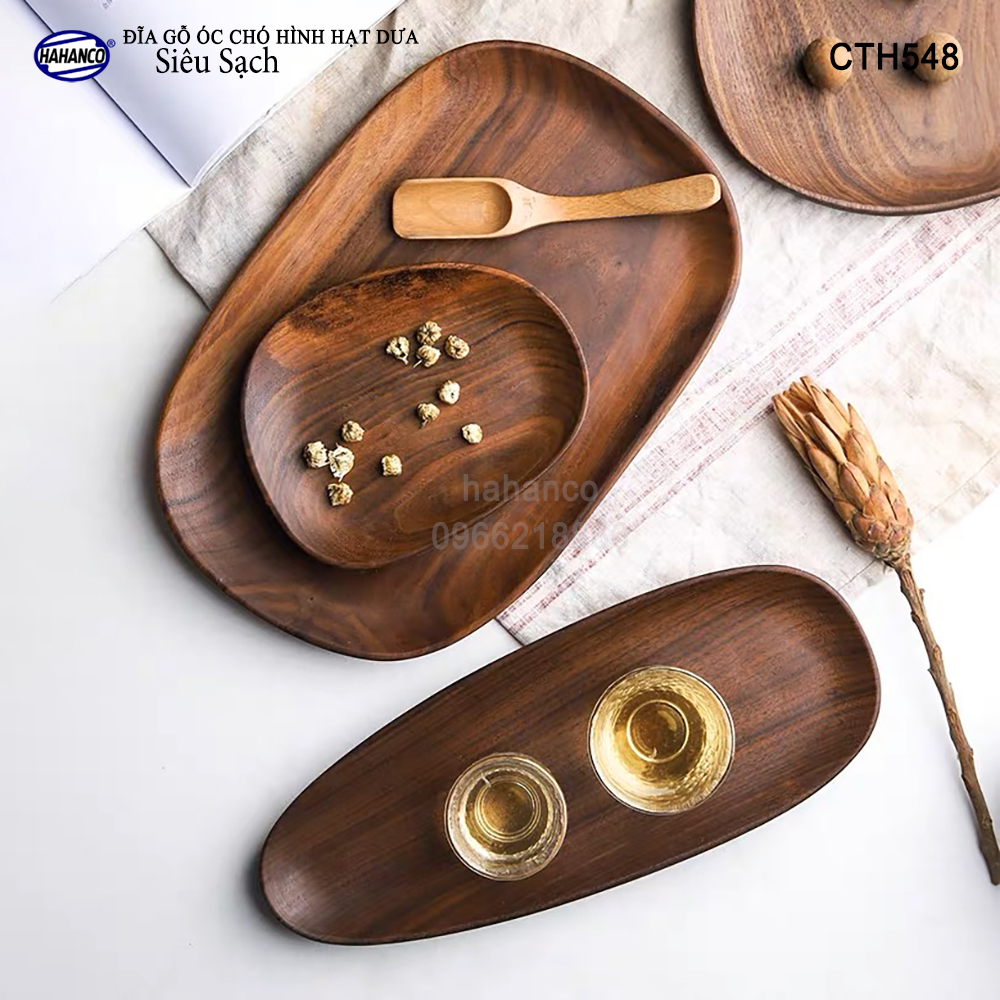 Đĩa Khay Gỗ Óc Chó (Đủ Size & Kiểu Dáng) hàng Xuất Khẩu - đựng đồ ăn/trang trí - đĩa bánh mì/trái cây/ bít tết/ pizza/ phụ kiện chụp ảnh, bày món ăn trong nhà hàng - Sang trọng trên bàn ăn