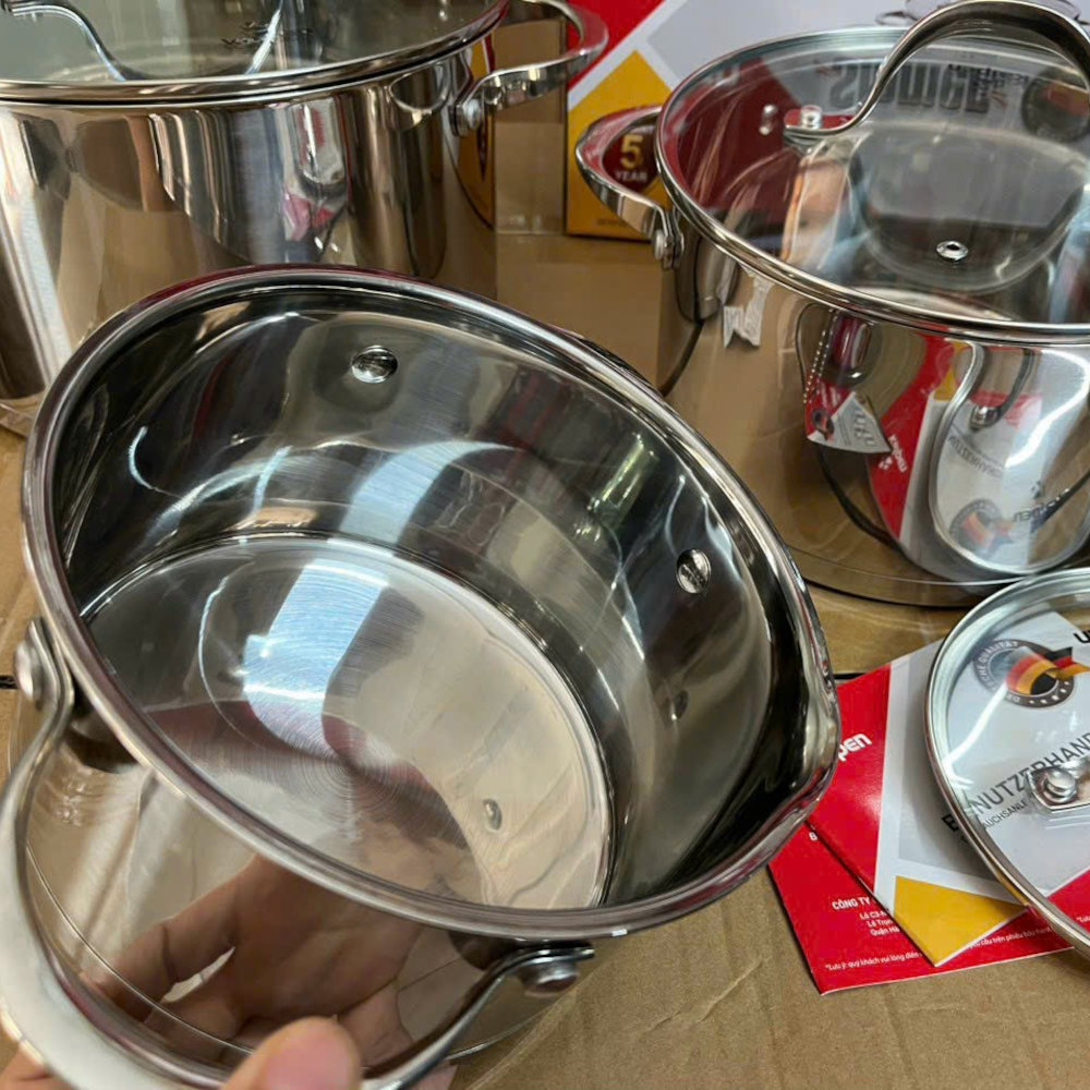 Bộ 3 nồi Inox 304 cao cấp 5 đáy Kalpen Slamer size 16,20,24cm chuẩn Đức - Hàng chính hãng