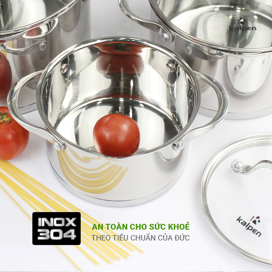 Bộ 3 nồi Inox 304 cao cấp 5 đáy Kalpen Slamer size 16,20,24cm chuẩn Đức - Hàng chính hãng
