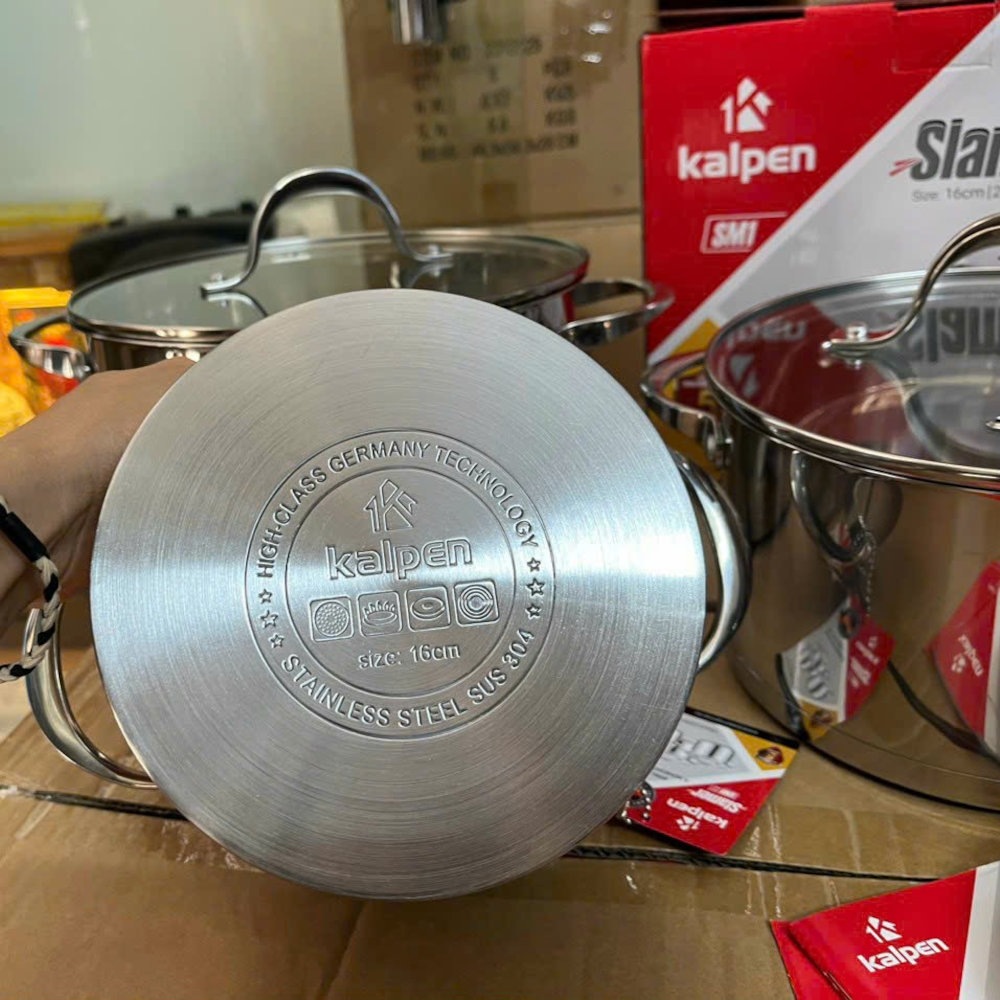 Bộ 3 nồi Inox 304 cao cấp 5 đáy Kalpen Slamer size 16,20,24cm chuẩn Đức - Hàng chính hãng