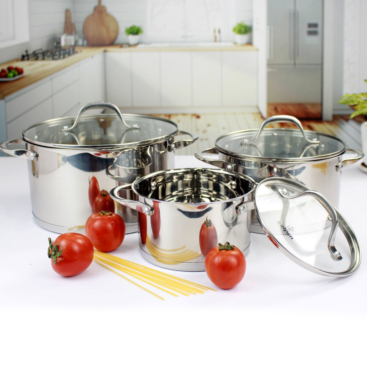 Bộ 3 nồi Inox 304 cao cấp 5 đáy Kalpen Slamer size 16,20,24cm chuẩn Đức - Hàng chính hãng
