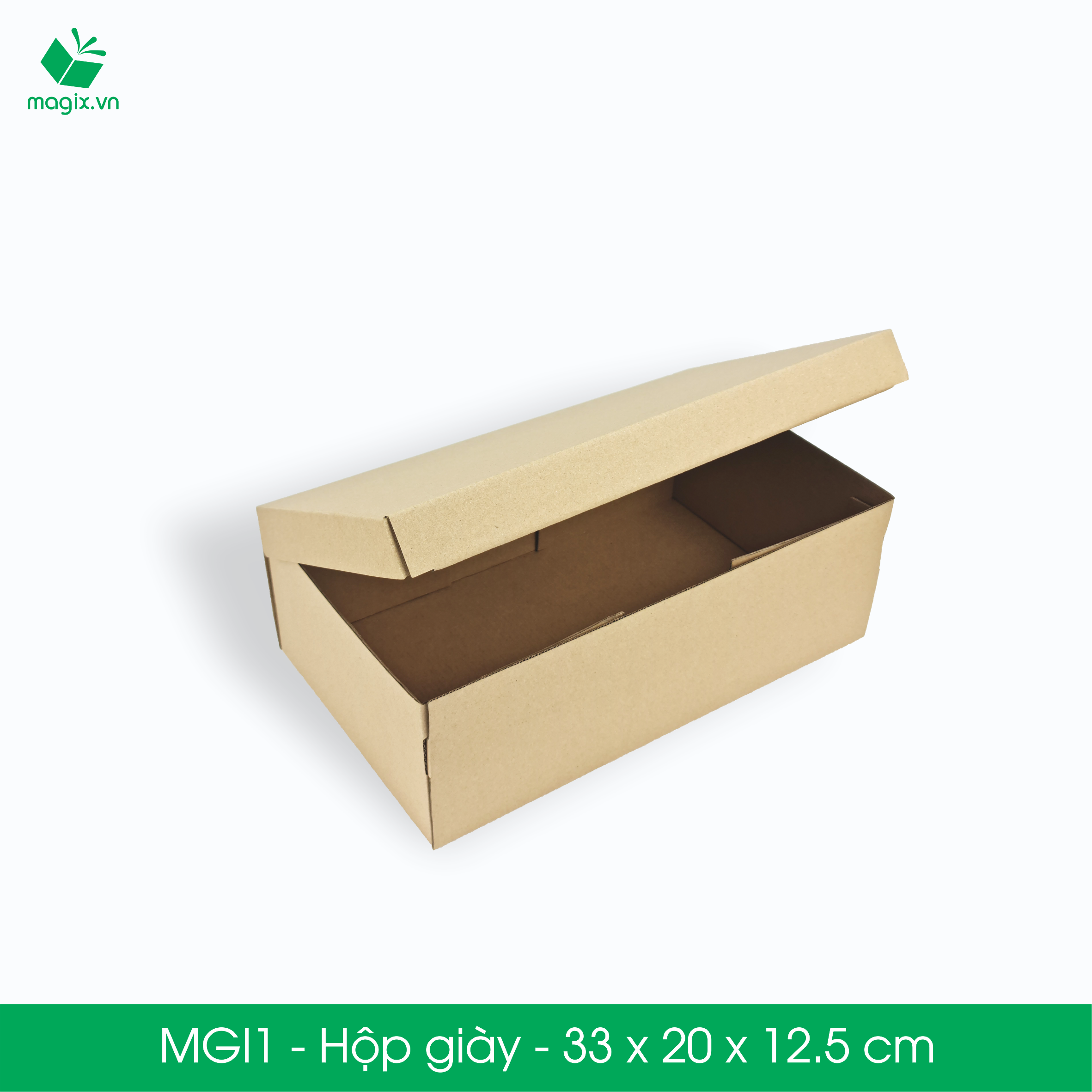 MGI1 - 33x20x12.5cm - 100 Hộp giày - Thùng hộp carton trơn đóng hàng