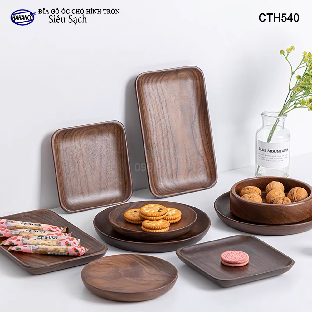 Đĩa Khay Gỗ Óc Chó (Đủ Size & Kiểu Dáng) hàng Xuất Khẩu - đựng đồ ăn/trang trí - đĩa bánh mì/trái cây/ bít tết/ pizza/ phụ kiện chụp ảnh, bày món ăn trong nhà hàng - Sang trọng trên bàn ăn