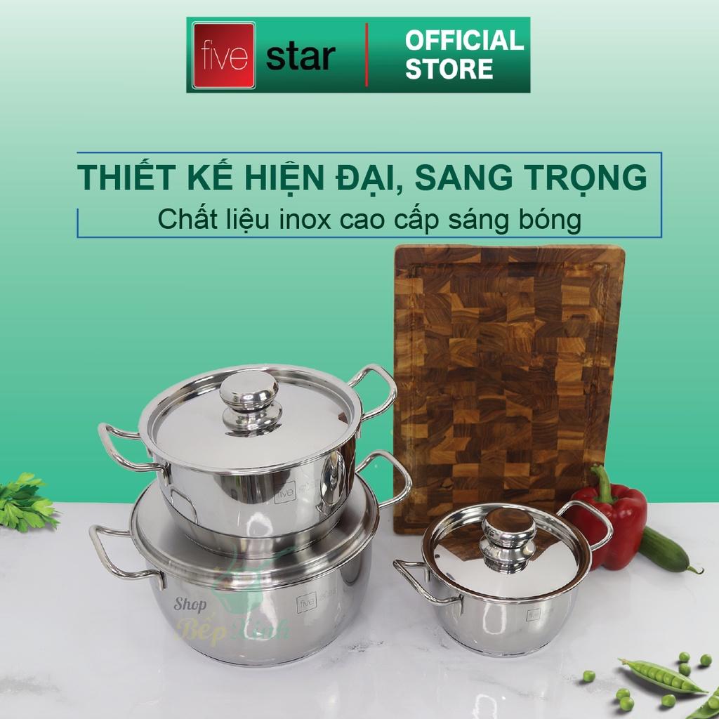 Bộ nồi 3 đáy inox 430 Thân Cool Standard nắp inox FS-B3010 (Kích thước 16cm - 20cm - 24cm), tặng 1 vá canh
