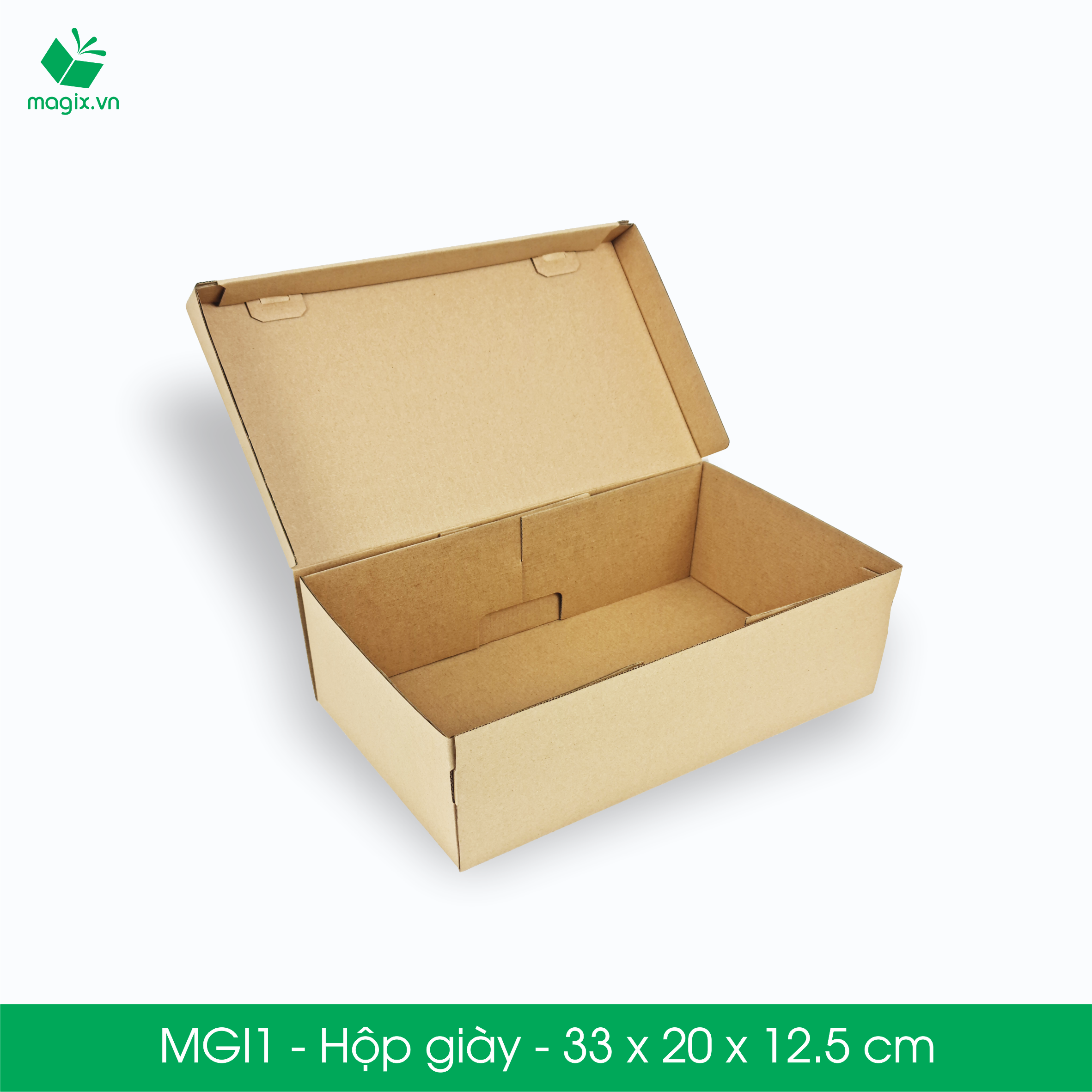 MGI1 - 33x20x12.5cm - 100 Hộp giày - Thùng hộp carton trơn đóng hàng