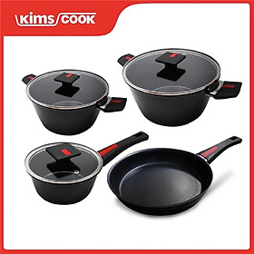 Bộ nồi chảo cao cấp đáy từ hợp kim nhôm chống dính KIMS COOK 07 món