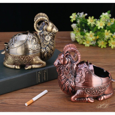 GẠT TÀN HÌNH CON DÊ BẰNG ĐỒNG GIẢ CỔ