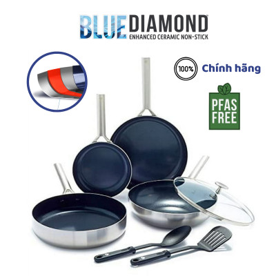 Bộ 2 món chảo chống dính phủ tinh thể kim cương cao cấp Blue Diamond 24,28 cm