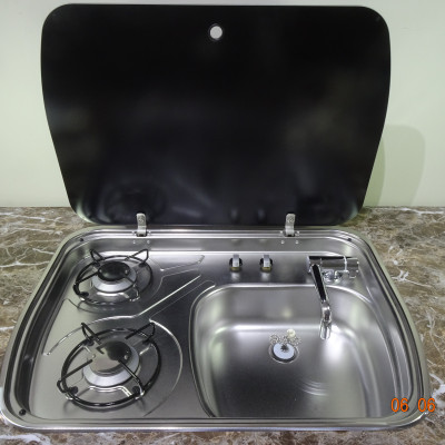 Bếp gas đôi 2 x 1.35kW tích hợp bồn rửa có nắp
