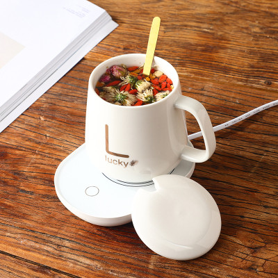 Ly hâm nóng giữ nhiệt ly sứ  ,đa năng ,kèm đế và thìa mạ vàng cao cấp có hộp đựng sang trọng