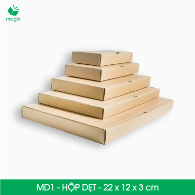 MD1 - 22x12x3 cm - 25 Thùng hộp carton trơn đóng hàng