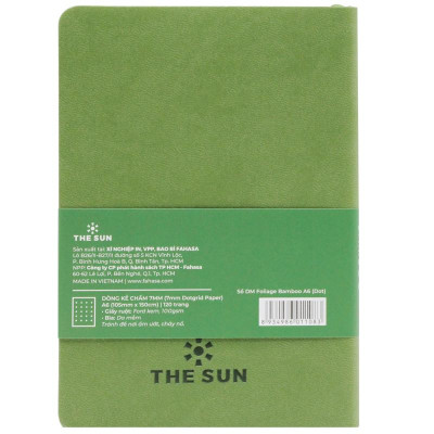 Sổ Bìa Da A6 - Không Kẻ Có Chấm - 120 Trang 100gsm - The Sun - Bamboo