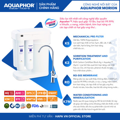 Bộ 4 Lõi Lọc Nước AQUAPHOR Nhập Khẩu Thay Cho Máy AQUAPHOR MORION RO DWM 101S - Hàng Chính Hãng