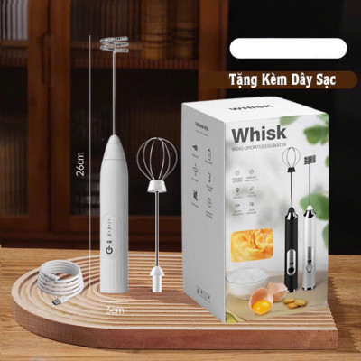Máy tạo bọt cà phê cầm tay sạc điện, máy đánh trứng mini, máy khuấy cafe 3 cấp độ