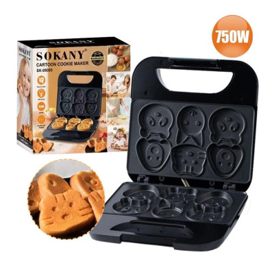 Máy làm bánh sokany 6 khuôn hình thú, máy nướng bánh công suất lớn