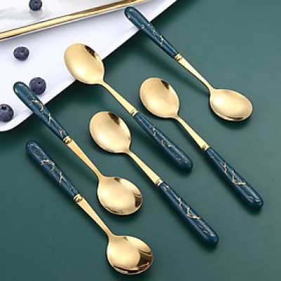 Combo hộp 5 muỗng vân đá inox sang trọng , kiểu dáng Tây Âu , muỗng ăn decor , thiết kế tinh tế hiện đại , phù hợp dùng trong mọi hoàn cảnh trang trí bàn ăn rất đẹp và sang