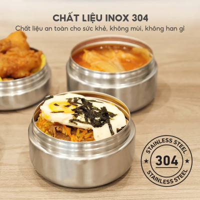 Hộp cơm giữ nhiệt 4 ngăn inox 304 chuẩn Đức LBT856, dung tích 2.2L kèm đũa