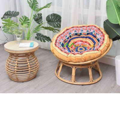 Ghế lười mây thật Tundo papasan cao cấp nệm hoa văn Indochine 1m