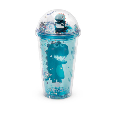 Ly nhựa 2 lớp hình khủng long Elmich EL8332OL 480ml, Hàng chính hãng, đi kèm ống hút, miệng rộng - JoyMall