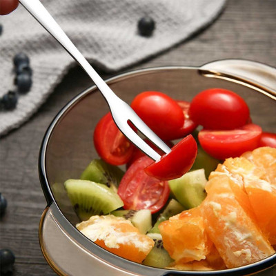 Bộ 10 Nĩa Hoa Quả Inox Cao Cấp Loại Đầu 2 Răng - Nĩa Ăn Trái Cây Đồ Tráng Miệng Cao Cấp - Hàng Loại 1 - Chính Hãng MINIIN