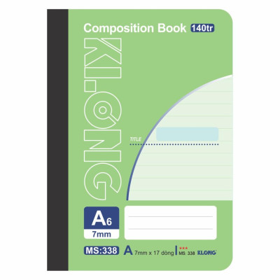 Sổ kẻ ngang may dán gáy Composition book KLONG A6 140 trang 58/92; MS: 338