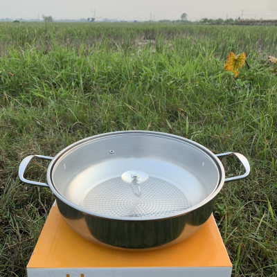 Nồi Lẩu Đáy Sần Nắp Kính Dày Dặn 30cm