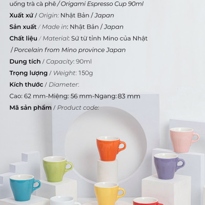 Ly sứ Origami Espresso Cup 90ml uống trà cà phê