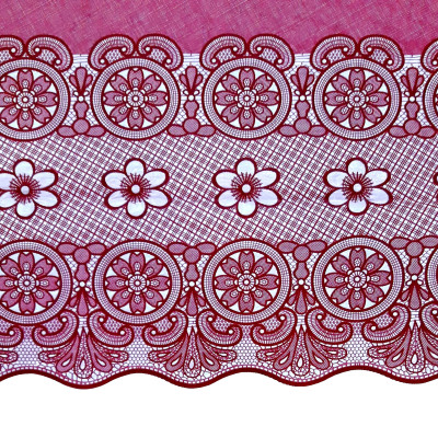 Khăn trải bàn PAULEE - 856B (150cm x 264 cm) KHÔNG THẤM NƯỚC - HOA VĂN ĐỎ ĐÔ.