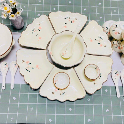 BỘ BÁT ĐĨA MẶT TRỜI ĐÀO HỒNG 23 CHI TIẾT