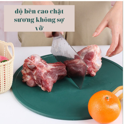 Thớt Nhựa PE Đa Năng Chống Nấm Mốc Kháng Khuẩn, Thớt Tròn Đường Kính 33cm Vệ Sinh Dễ Dàng - Tay Cầm Nhựa PP