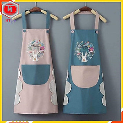 Tạp Dề Nấu Ăn,  Không Thấm Nước, Có Chỗ Lau Tay Và Túi Đựng Điện Thoại Tiện Lợi, Hoạ Tiết Cute