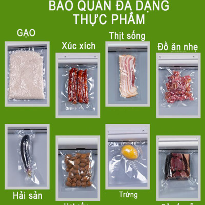 Túi Hút Chân Không Thực Phẩm Dạng Cuộn Trơn Phẳng 2 Mặt HTG, Đầy Đủ Kích Thước