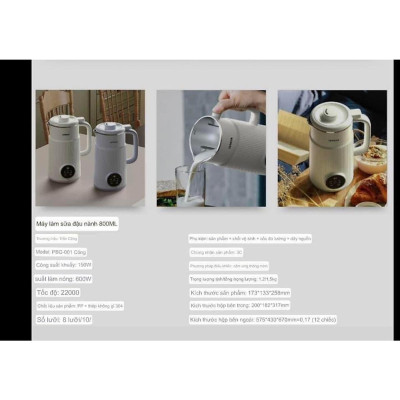 Máy Làm Sữa Hạt, Máy Nấu Sữa Hạt OSTMARS Hàng Chính Hãng  800ml - 8 Chức Năng Xay Nấu Tiện Lợi