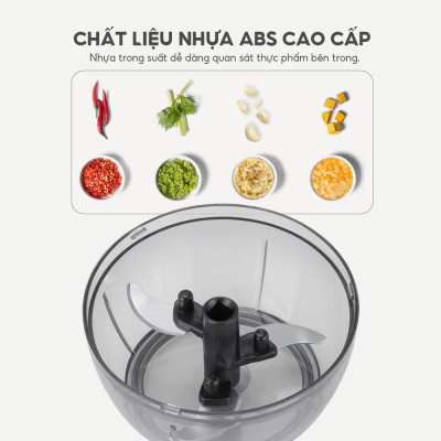 Dụng cụ xay tỏi ớt, thực phẩm Lebenlang LBL3888 dung tích 170ml, lưỡi dao 3 cánh sắc bén, dây rút tiện lợi - hàng chính hãng