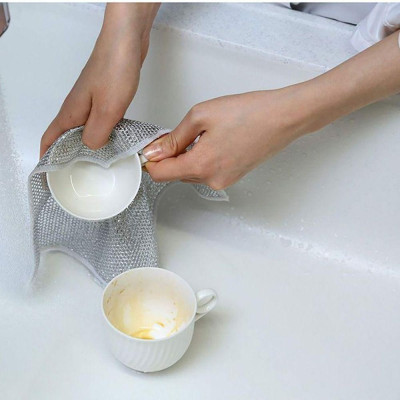 Combo 10 Giẻ Lau Bếp Dây Kim Loại Lau Bồn Rửa Chén Cọ Rửa Xoong Nồi Chén Bát, Tấm Cọ Rửa Đa Năng Không Mài Mòn