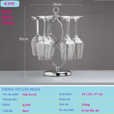 Giá Treo Ly Uống Rượu Vang Cao Cấp Inox 304 Bền Đẹp Để Bàn Trong Gia Đình Mã KT05