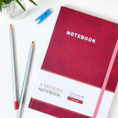 Sổ Bìa Da A5 - Kẻ Ngang 200 Trang 80gsm - 4 Seasons - The Sun 01 - Màu Đỏ Đô