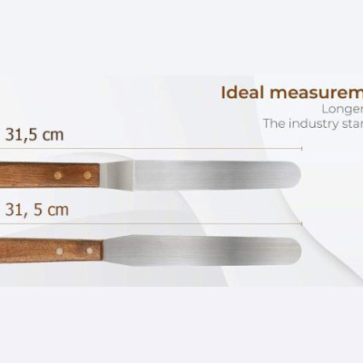Bộ 2 dao chà láng thẳng và gấp khúc cán gỗ, dùng trang trí bánh kem