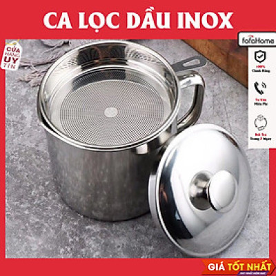 Ca Lọc Dầu Ăn Inox 304 Dày Dặn 1.2l, Dụng Cụ Lọc Nước Inox Dụng Cụ Nhà Bếp