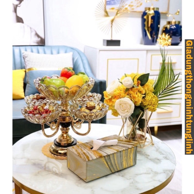 Khay Mứt Tết Pha Lê Trong Suốt, Xoay 360 Độ Cao Cấp Phong Cách Châu Âu Trang Trí Ngày Tết - Hộp Đựng Bánh Kẹo - Hàng Loại 1 - Chính Hãng MINIIN