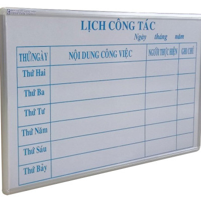 Bảng Lịch Công Tác viết lông Bavico BLCT Trắng 0.6 x 1.0m
