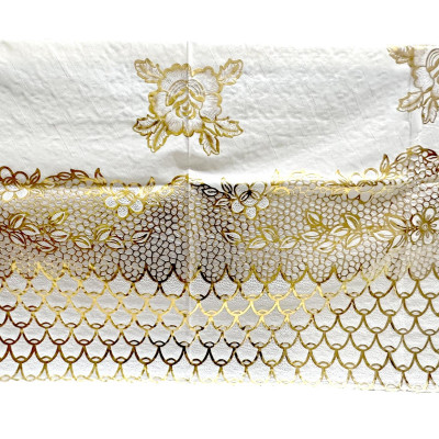 [Tặng 1 lót phần ăn] Khăn Trải Bàn WLG.751 (137x180 cm),  hoa văn phủ nhũ vàng, nhựa PVC dẻo, không thấm nước, dễ vệ sinh