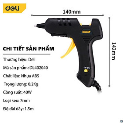 Súng Bắn Keo Deli 40W Chất Lượng Cao - Kích Thước Nhỏ Gọn, Công Suất Lớn, Nhỏ Gọn, Dễ Dàng Sử Dụng - DL2540 .