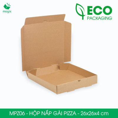 MPZ06 - 26x26x4 cm - 100 Hộp nắp gài pizza đa dụng - Hộp nắp gập, hộp carton gói hàng, hộp quà