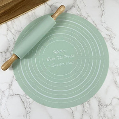 Bộ Cán Lăn Bột Silicon +Tấm Lót Nhào Bột Silicone Làm Bánh - Thảm Nhào Bột Chống Dính CHịu Nhiệt Tốt- Hàng Chính Hãng MINIIN